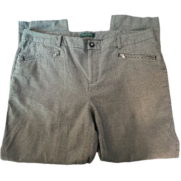 Ralph Lauren women's Size 16 W Pants flat front Houndstooth Black white Pockets - Picture 7 of 7